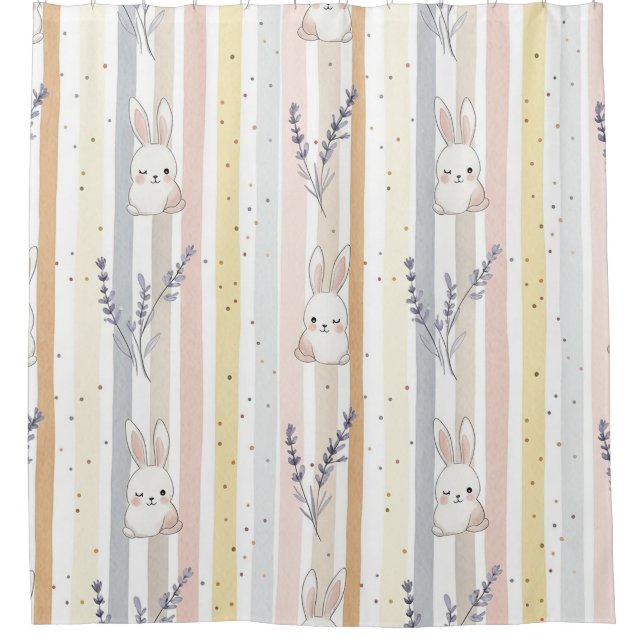 Easter Bunny with Eggs Spring Pastel Pattern (9) Shower Curtain (Front)
