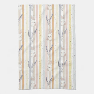 Easter Bunny with Eggs Spring Pastel Pattern (9) Tea Towel