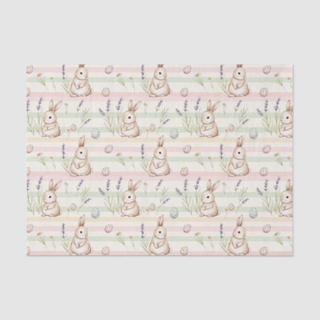Easter Bunny with Eggs Spring Pastel Pattern Tissue Paper (Front)