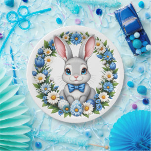 Easter Bunny With Florals Paper Plate