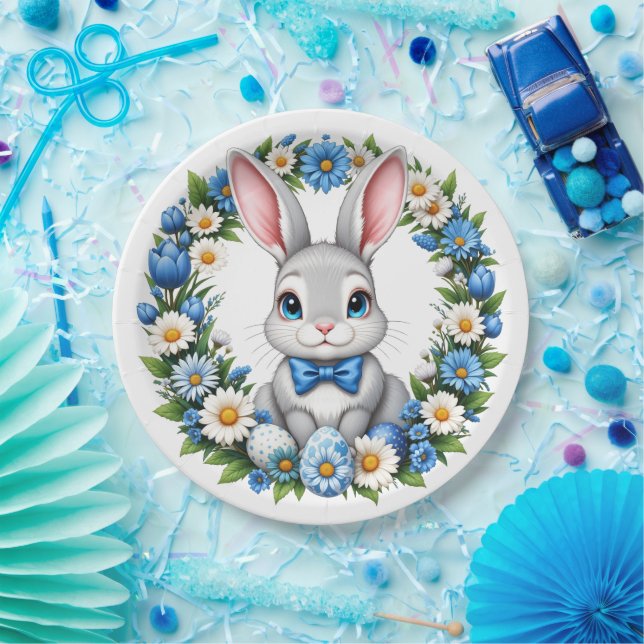 Easter Bunny With Florals  Paper Plate (Party)