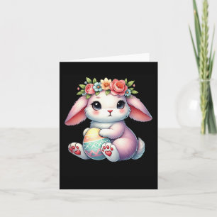 Easter Bunny With Flower Crown Girls Women Floral Card