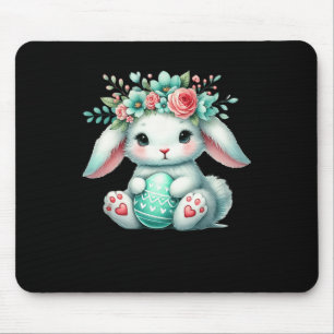 Easter Bunny With Flower Crown Girls Women Floral  Mouse Mat