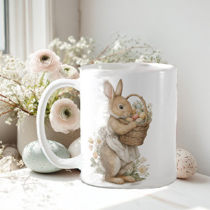 Easter bunny with flowers and Easter eggs Coffee Mug
