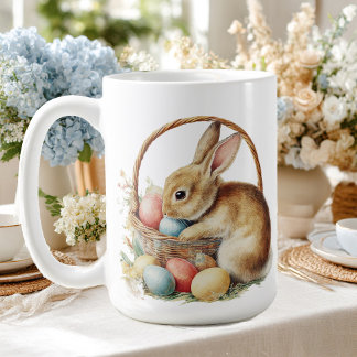 Easter bunny with flowers and Easter eggs Coffee Mug