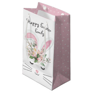 Easter Bunny with Flowers Small Gift Bag