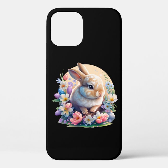 Easter Bunny with Flowers, spring Bunny easter day Case-Mate iPhone Case (Back)