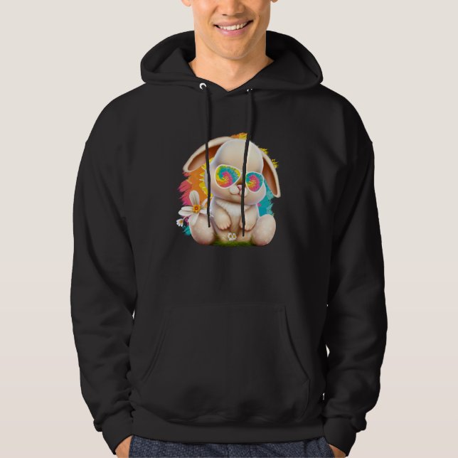Easter Bunny with Glasses Cute bunnies Easter  1 Hoodie (Front)