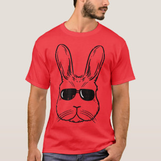 Easter Bunny With Glasses Rabbit Face Men Women Ki T-Shirt