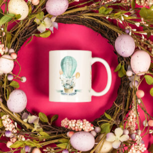 Easter bunny with hot-air balloon Two-Tone coffee mug