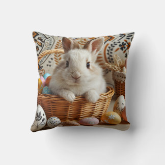 Easter bunny with its eggs. cushion
