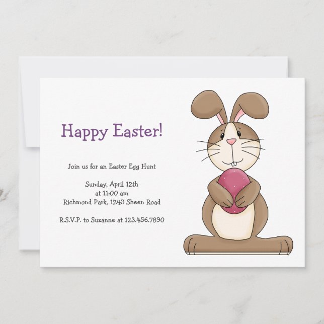 Easter Bunny with Pink Egg Invitation (Front)
