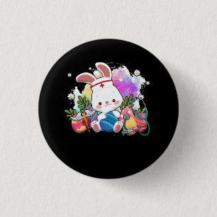 Easter Bunny With Stethoscope And Easter Eggs Nurs 3 Cm Round Badge