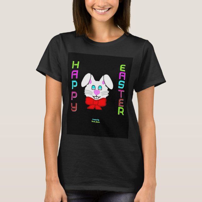 Easter Bunny Women's Black Basic T Shirt (Front)