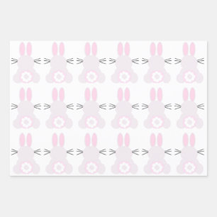 Easter Bunny Wrapping Paper Flat Sheet Set of 3