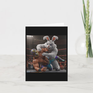 Easter Bunny Wrestling A Luchador  Card