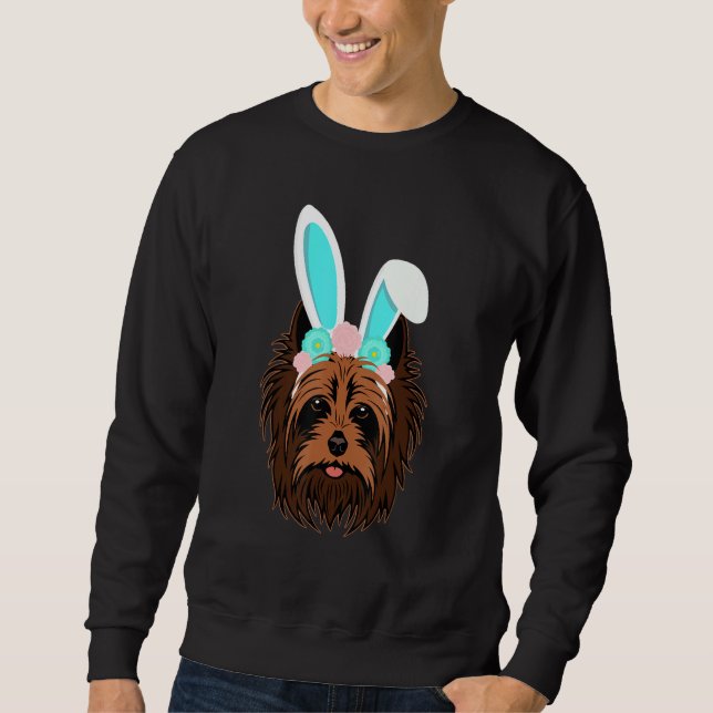 Easter Bunny Yorkie Easter Yorkshire Terrier Sweatshirt (Front)