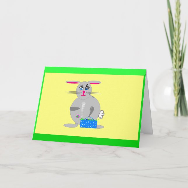 Easter Bunny's Coming Greeting or Note Card (Front)