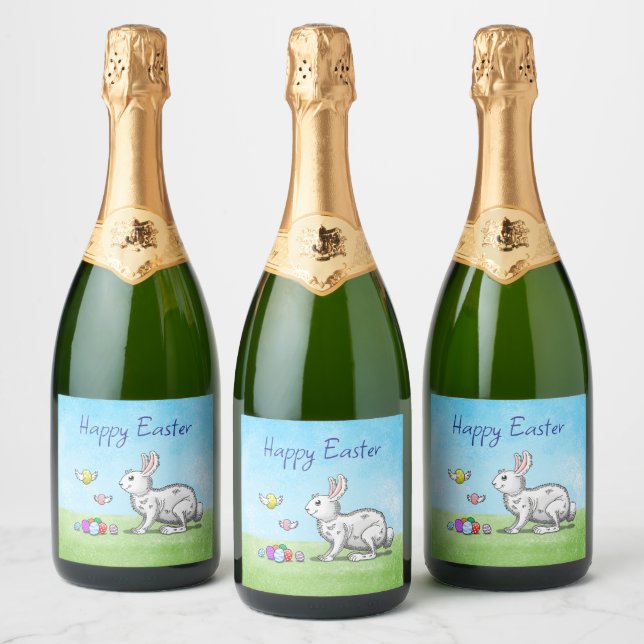 Easter Bunny's Egg Hunt Sparkling Wine Label (Bottles)