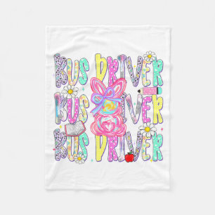 Easter Bus Driver Cute Colourful Spring Shirt Fleece Blanket