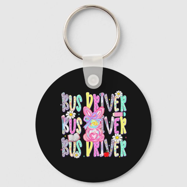 Easter Bus Driver Cute Colourful Spring Shirt Key Ring (Front)