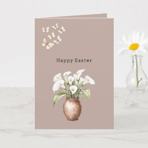 Easter Calla Lily Flowers in Vase Butterflies Card