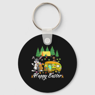 Easter Camping Cute Bunny Eggs Happy Easter Day Key Ring