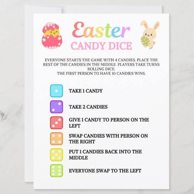 Easter Candy Dice Game (Front)