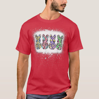 Easter Candy Leopard Bleached Bunny Girl women Eas T-Shirt