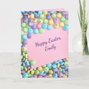 Easter Candy on Pink Paper Holiday Card