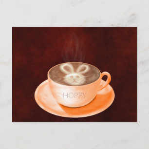 Easter Cappuccino Art Bunny Postcard