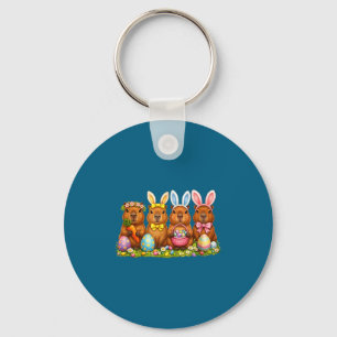 Easter capybara ears bunny eggs spring jesus key ring