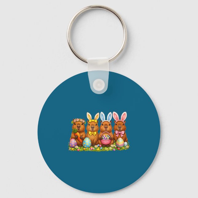 Easter capybara ears bunny eggs spring jesus key ring (Front)