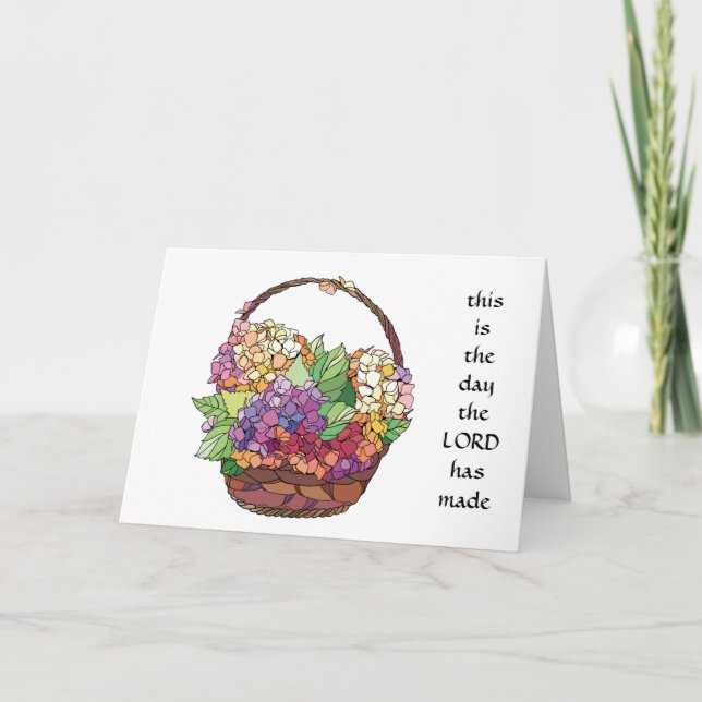 Easter Card, Basket of Flowers w Verse from Psalm Holiday Card (Front)