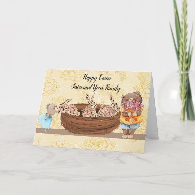 Easter Card Bunnies & Bears for Sister & Family (Front)