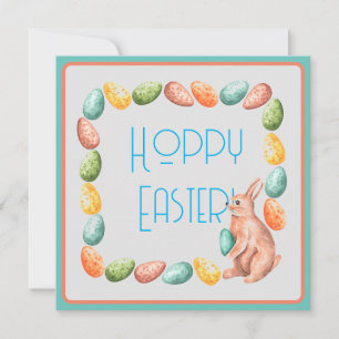 Easter Card - Bunny Eggs - Cute - Hoppy Easter