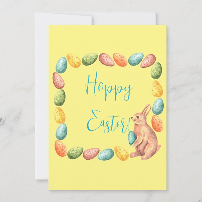 Easter Card - Bunny Eggs - Cute - Hoppy Easter (Front)