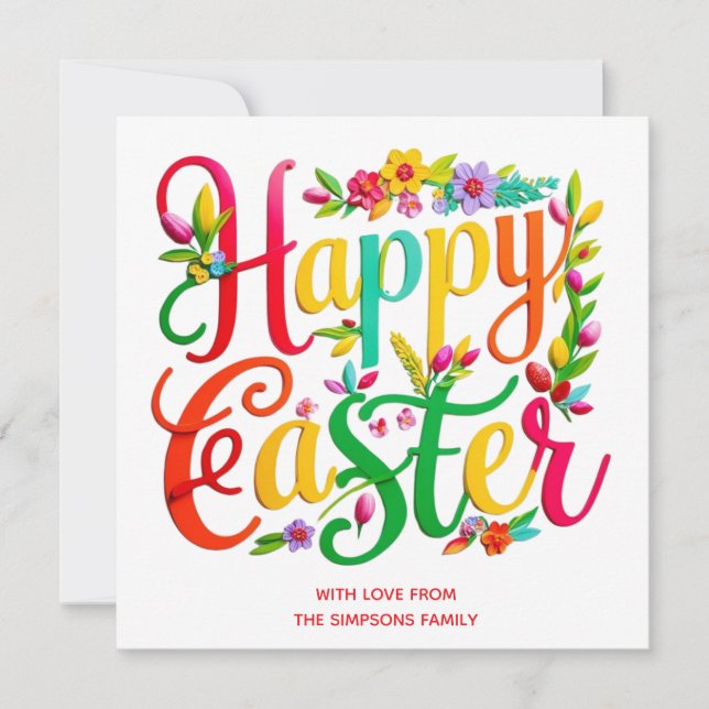 Easter CarD Colourful spring  personalised Card (Front)