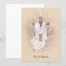 Easter Card. Floral Cross. He is risen