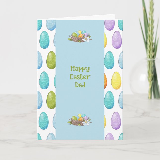 Easter Card for Dad with Colourful Eggs (Front)