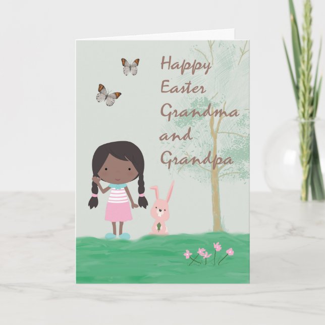Easter Card for Grandma & Grandpa from Black Girl (Front)