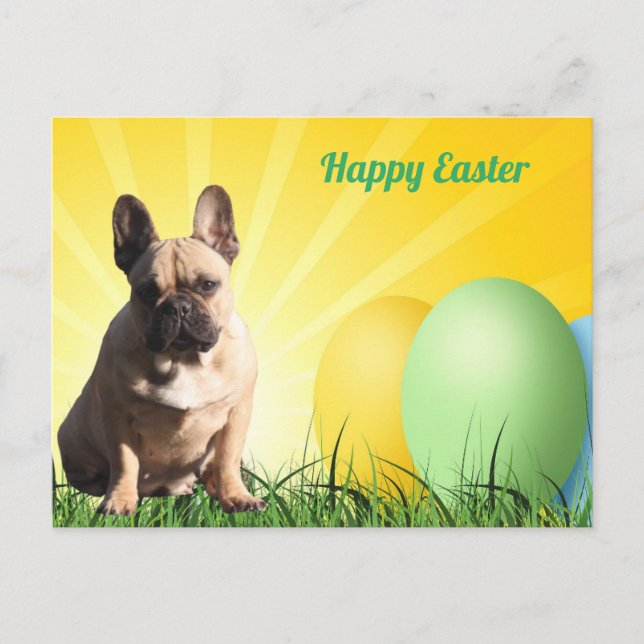 Easter card French Bulldog postcard (Front)