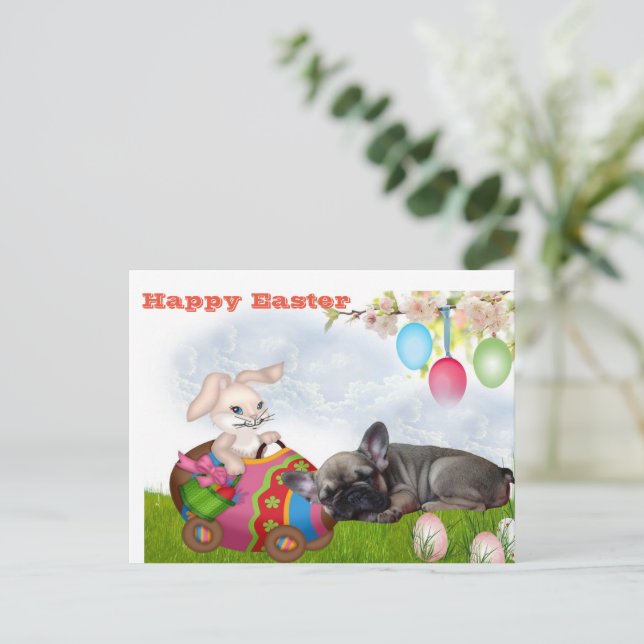 Easter card French Bulldog postcard (Standing Front)