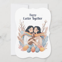 Easter Card: Lesbian Couple with Bunny