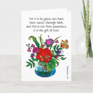 Easter Card, Painted Flowers, Ephesians Verse Holiday Card