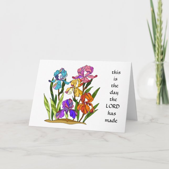 Easter Card: Painted Flowers w/ verse from Psalm Holiday Card (Front)