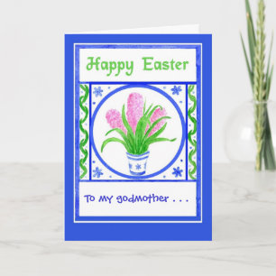 Easter Card, Pink Hyacinths, to Customise Holiday Card