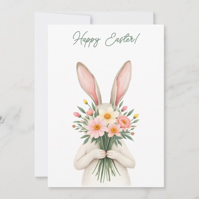 Easter card with a bunny in pastel colours (Front)