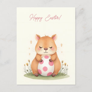 Easter card with a capybara in pastel colours