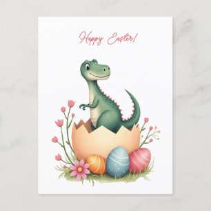 Easter card with a dinosaur in pastel colours